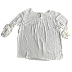 Anthony Richards Womens Keyhole Blouse Top Size 22W NEW Flowy Gold Button Vtg